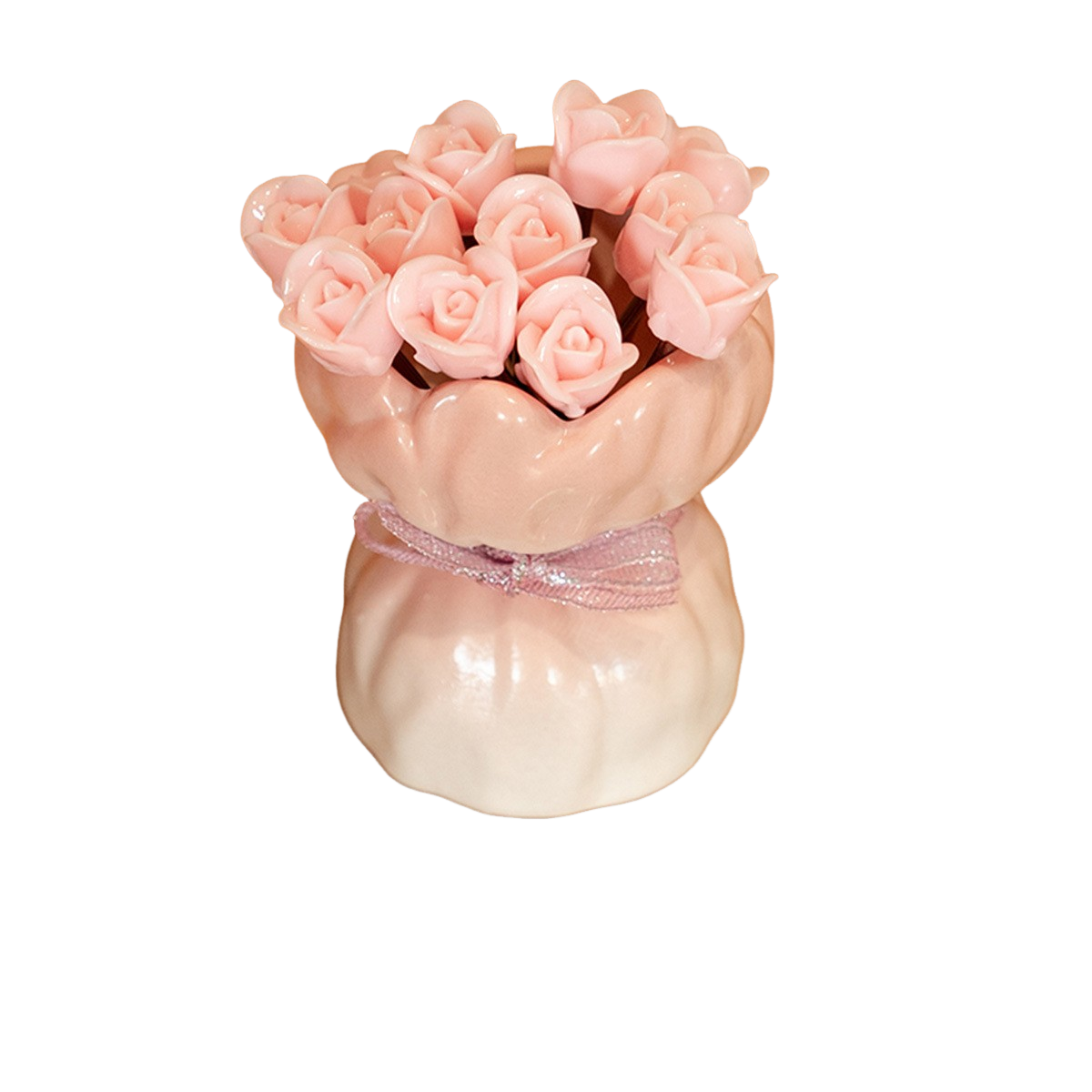 Rose Bouquet Fruit Fork Set Pink Cute Dessert Food Picks Reusable