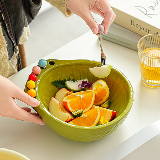 Avocado Fruit Fork Set Bowl 6pcs Dessert Picks Ceramic Cute