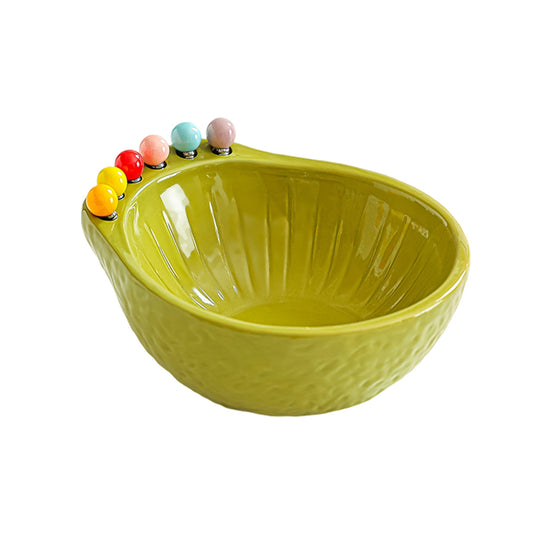 Avocado Fruit Fork Set Bowl 6pcs Dessert Picks Ceramic Cute